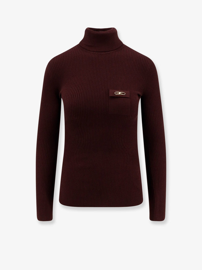 Elisabetta Franchi Ribbed Turtleneck Merlot