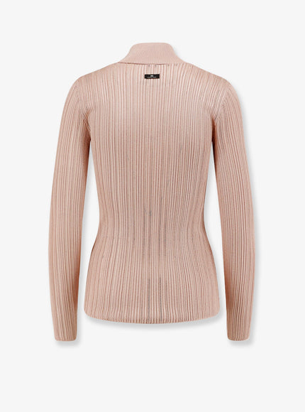 Elisabetta Franchi Metallic Fabric Turtleneck Sweater