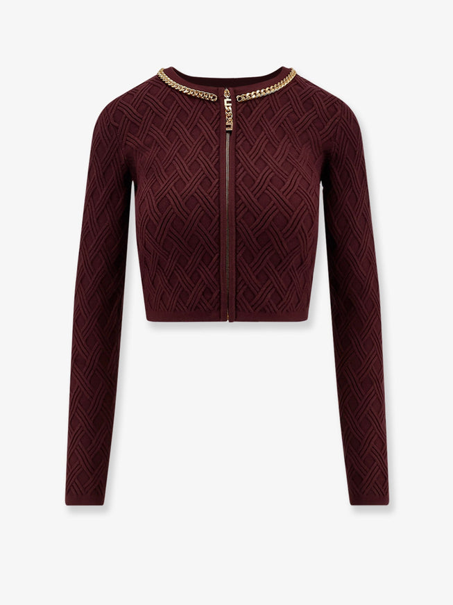 Elisabetta Franchi Viscose Blend Cardigan Merlot