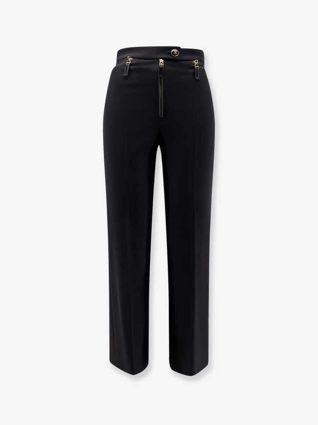 Elisabetta Franchi Trousers With Logoed Button Nera