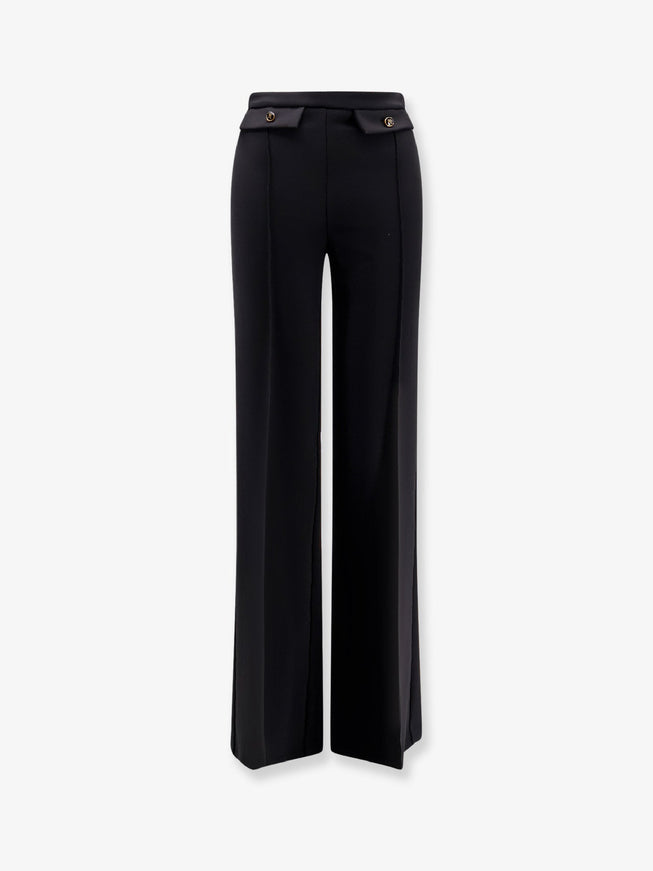 Elisabetta Franchi Trousers With Double Logoed Button Nera