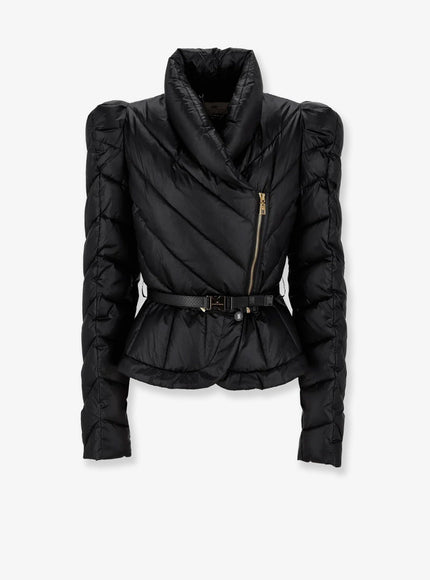 Elisabetta Franchi Quilted Nylon Down Jacket Nera