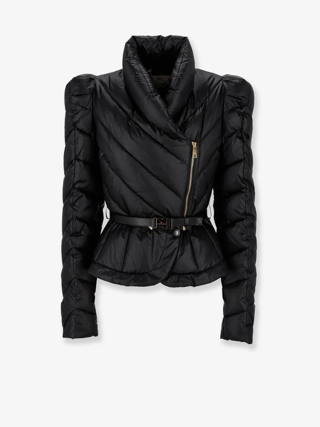 Elisabetta Franchi Quilted Nylon Down Jacket Nera