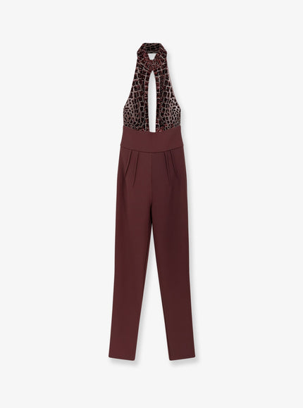 Elisabetta Franchi Satin Suit With Sewuins On The Top Merlot