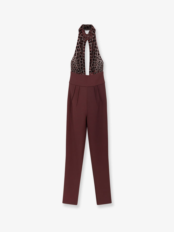 Elisabetta Franchi Satin Jumpsuit Merlot