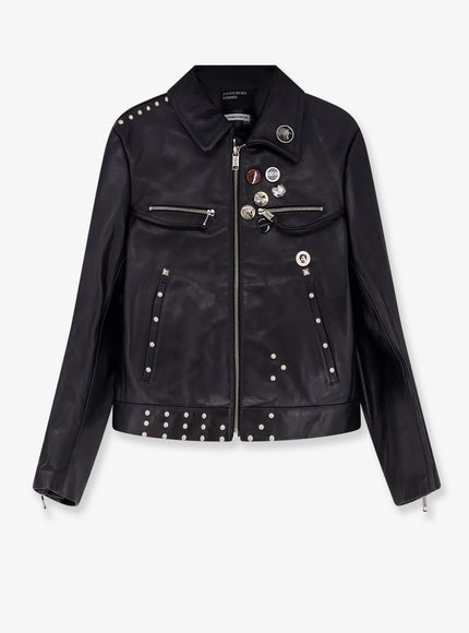 Enfants Riches Deprimes Sid Biker Leather Jacket With Metal Details On The Front Black