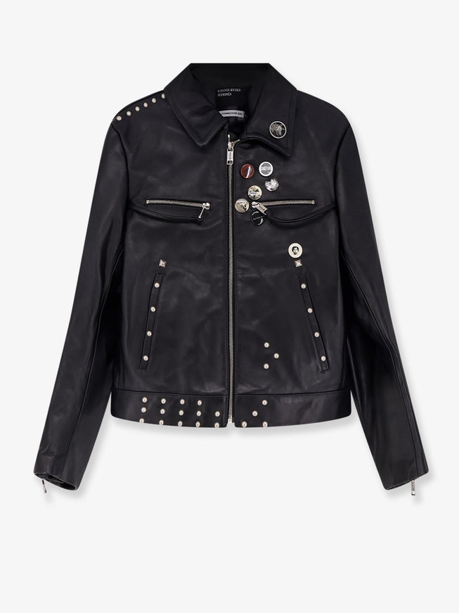 Enfants Riches Deprimes Sid Biker Leather Jacket With Metal Details On The Front Black