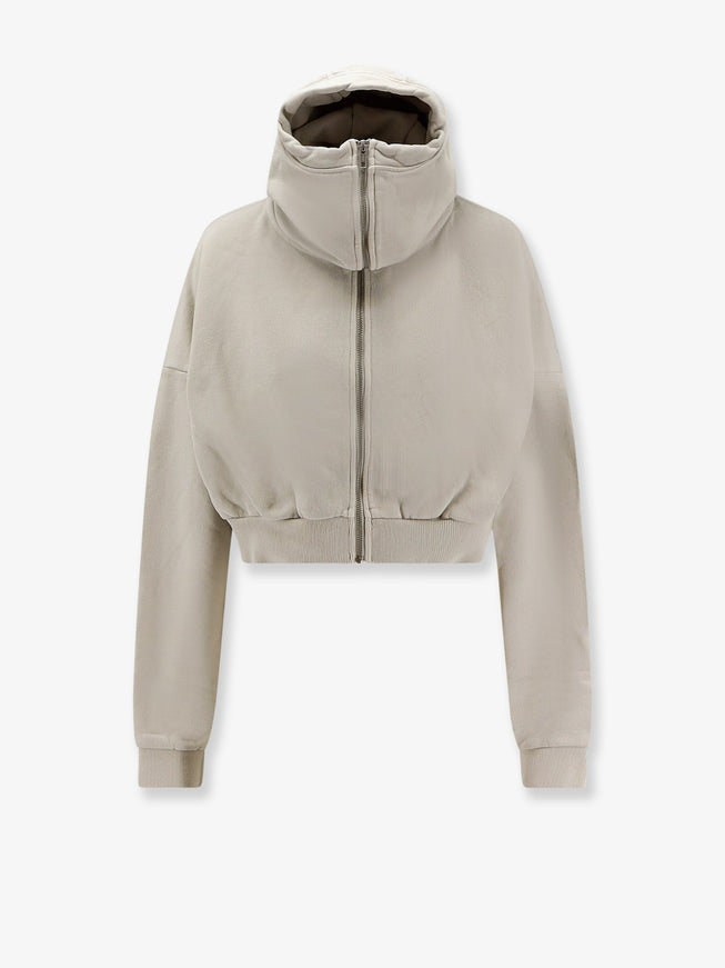 Entire Studios Cropped Full Zip Cotton Sweatshirt Bianco