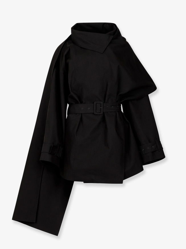 Entire Studios Mini Scarf Cotton Coat Black