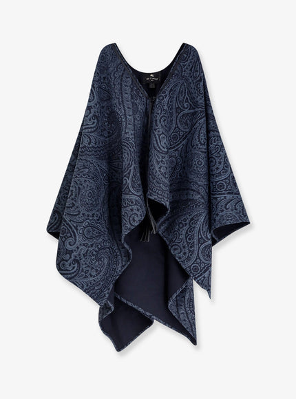 Etro Wool And Cashmere Cape Uni Azzurro