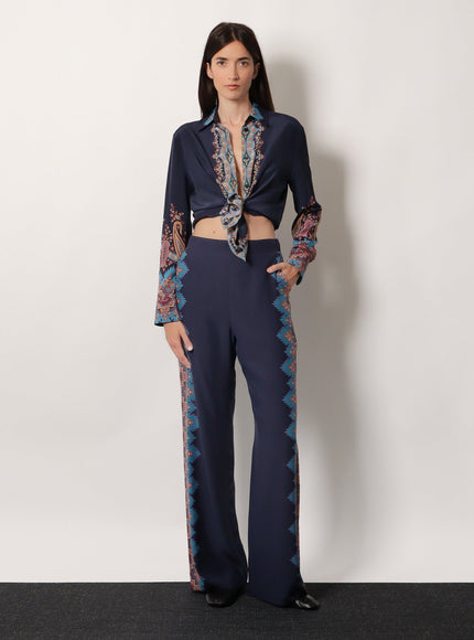 Etro Silk Trousers With Floral Print