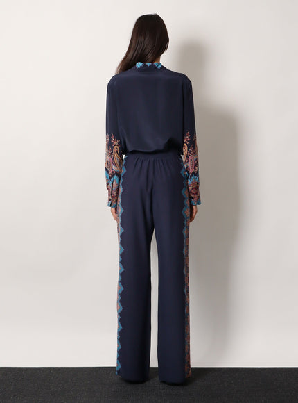 Etro Silk Trousers With Floral Print