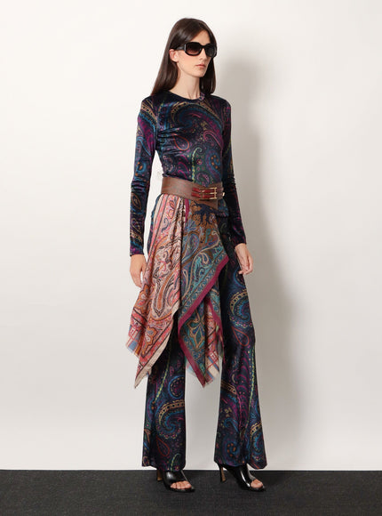 Etro Chenille Trousers With Multicolor Print