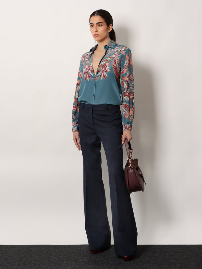 Etro Wool Trousers With Iconic Motif