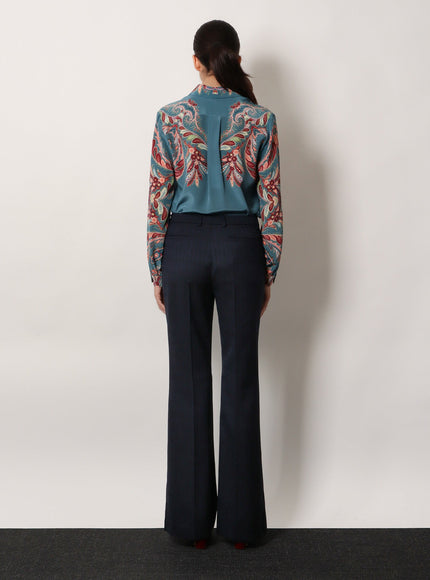Etro Wool Trousers With Iconic Motif