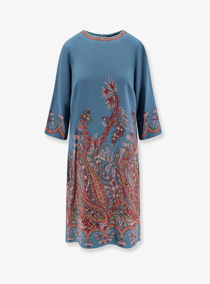 Etro Viscose Blend Dress With Iconic Print Azzurro