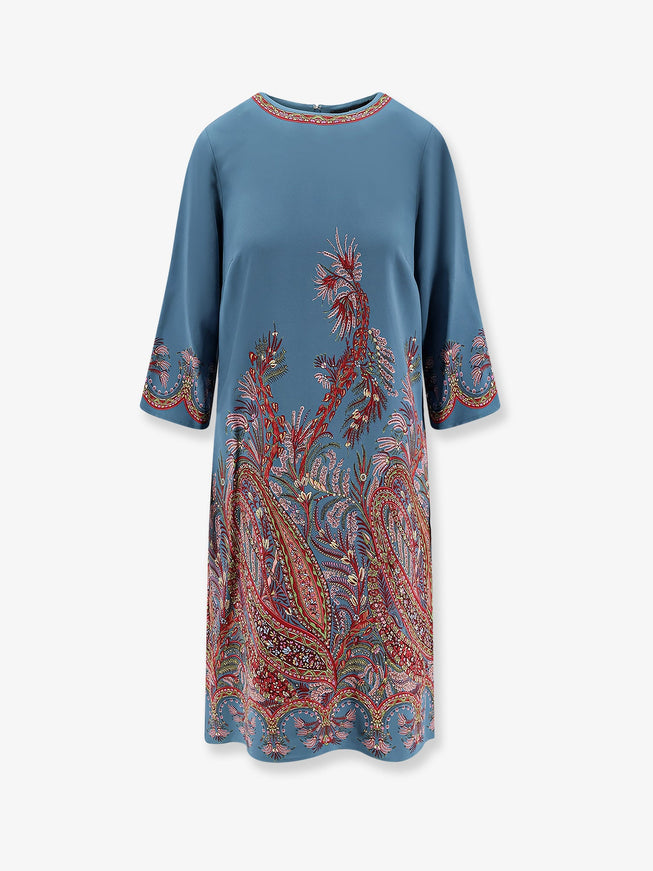 Etro Viscose Blend Dress With Iconic Print Azzurro