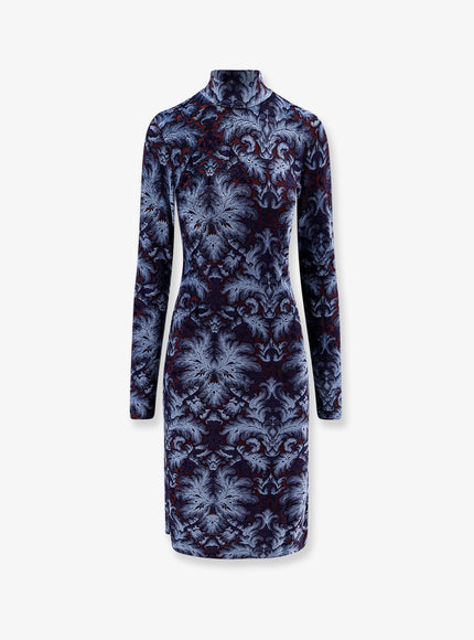 Etro Jacquard Velvet Short Dress Azzurro