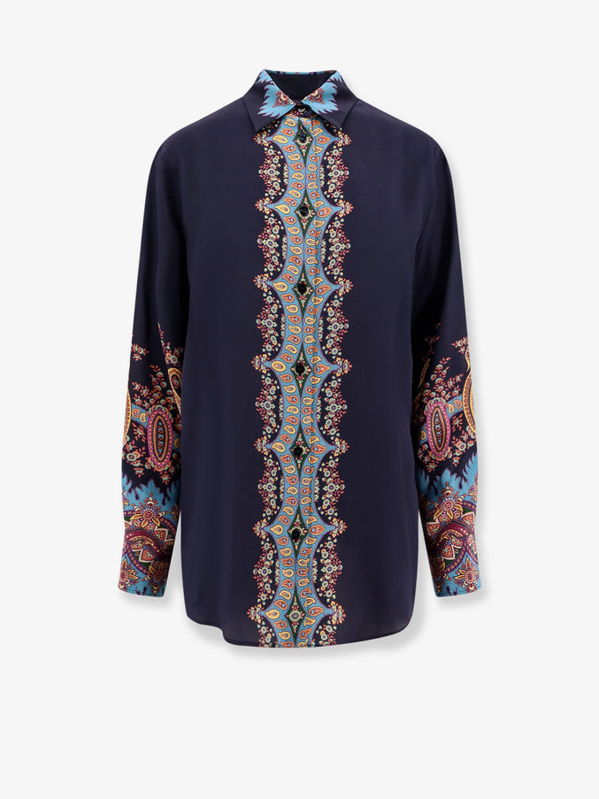 Etro Paisley Print Striped Shirt Bordeau