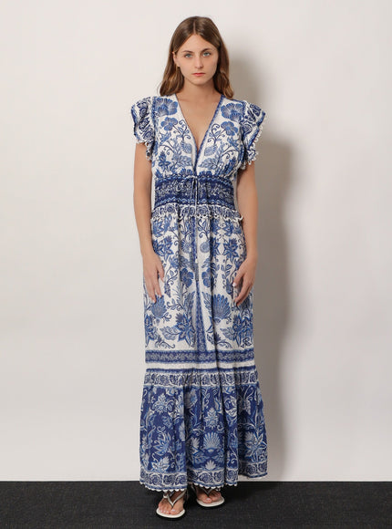 Farm Rio Shell Garden Cotton Long Dress