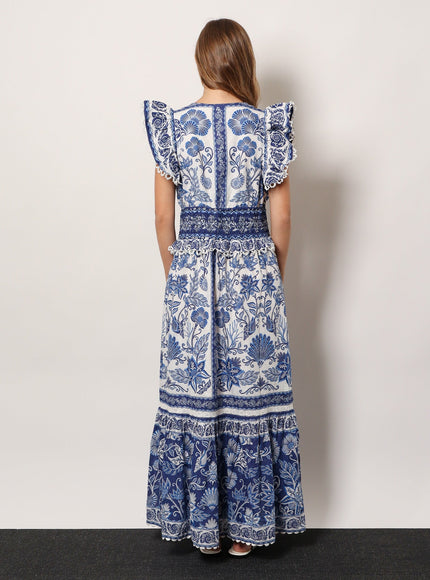 Farm Rio Shell Garden Cotton Long Dress