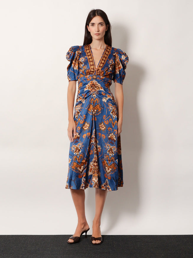 Farm Rio Ornament Floral Viscose Midi Dress