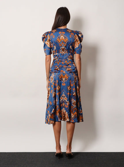 Farm Rio Ornament Floral Viscose Midi Dress