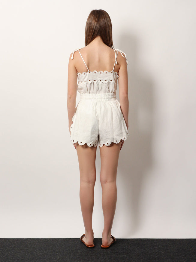 Farm Rio Linen Perforated Shorts