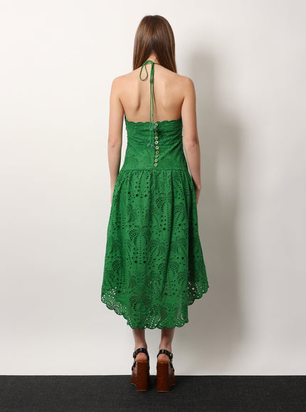 Farm Rio Sangallo Lace Midi Dress