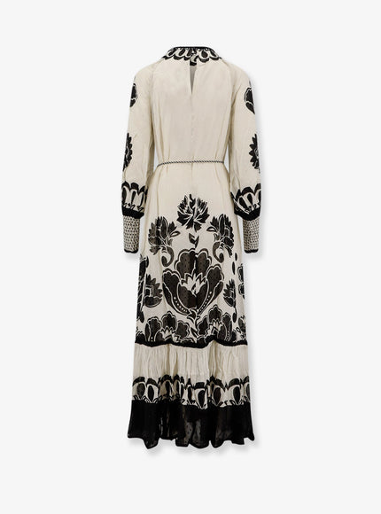 Farm Rio Viscose Dress With Floral Arabesque Motif