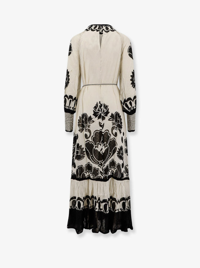 Farm Rio Viscose Dress With Floral Arabesque Motif