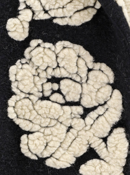 Farm Rio Wool Blend Coat With Floral Arabesque Motif