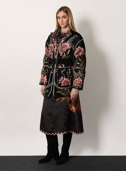 Farm Rio Marvelous Garden Nylon And Velvet Down Jacket