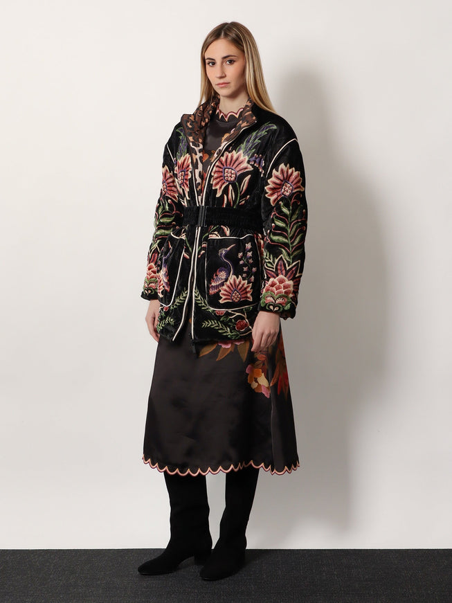 Farm Rio Marvelous Garden Nylon And Velvet Down Jacket