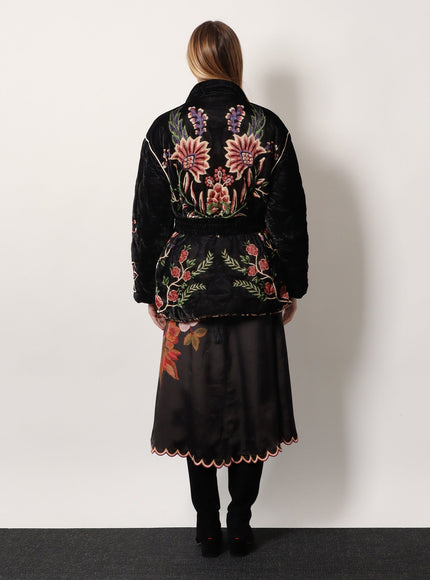 Farm Rio Marvelous Garden Nylon And Velvet Down Jacket