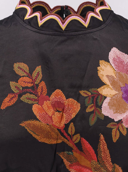 Farm Rio Satin Midi Dress With Floral Print