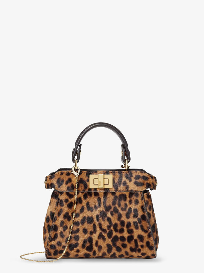 Fendi Nano Peekaboo Shoulder Bag With Fendi Leo Print Uni Tabacco+Moro+O.soft