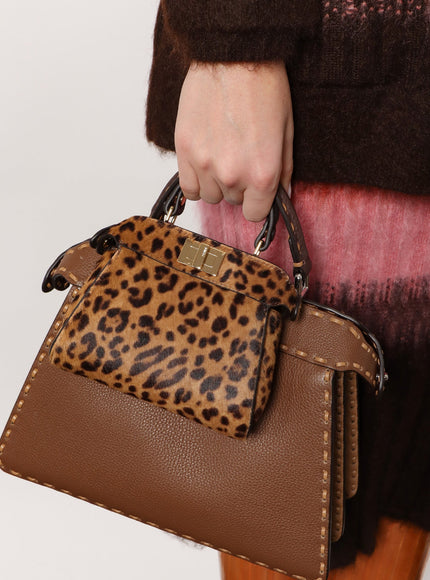 Fendi Nano Peekaboo Shoulder Bag With Fendi Leo Print