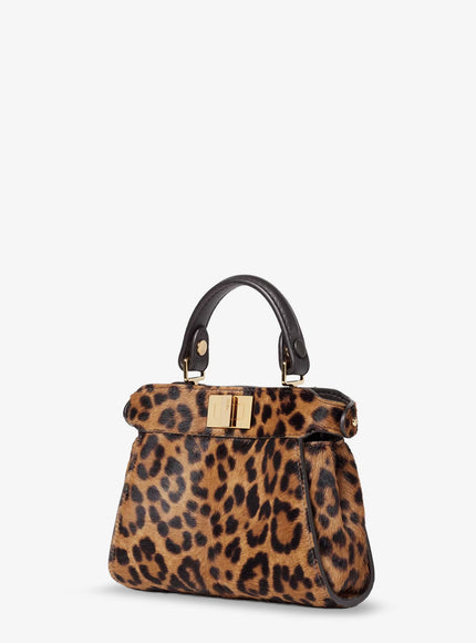Fendi Nano Peekaboo Shoulder Bag With Fendi Leo Print