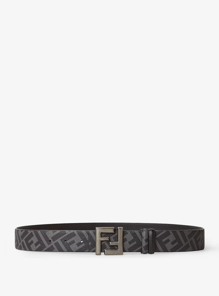 Fendi Squared Ff Reversible Leather And Ff Canvas Belt Nero+Rut.ub.sat