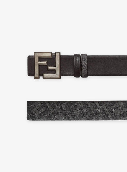 Fendi Squared Ff Reversible Leather And Ff Canvas Belt