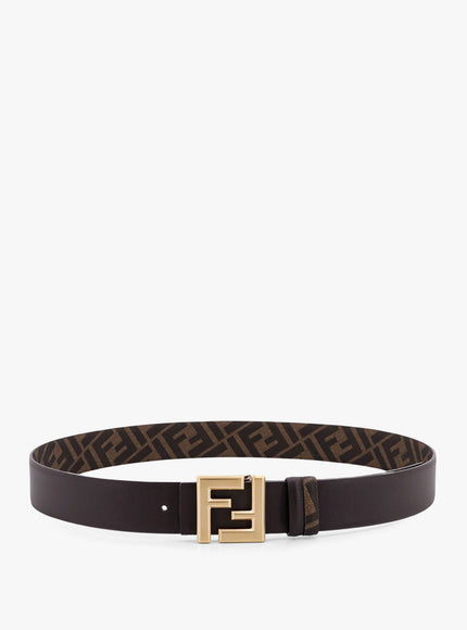 Fendi Squared Ff Reversible Leather And Ff Canvas Belt Ebano+Tb Moro+O Sat