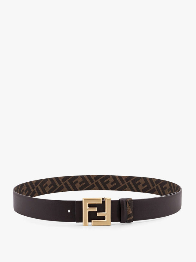 Fendi Squared Ff Reversible Leather And Ff Canvas Belt Ebano+Tb Moro+O Sat