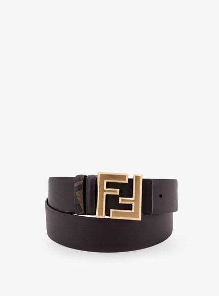 Fendi Squared Ff Reversible Leather And Ff Canvas Belt