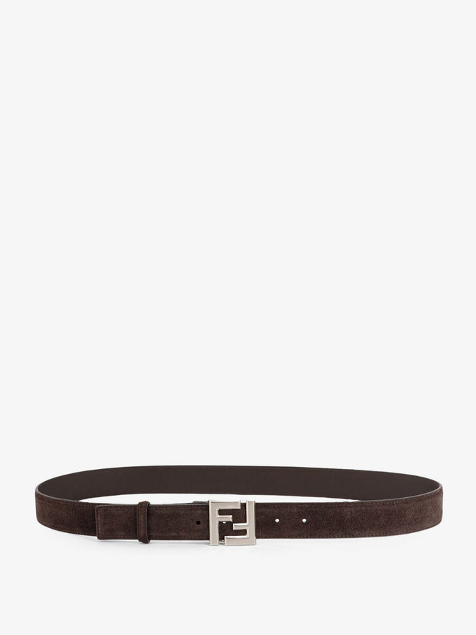 Fendi Squared Ff Suede Belt Moka+Ebano+P P Sat