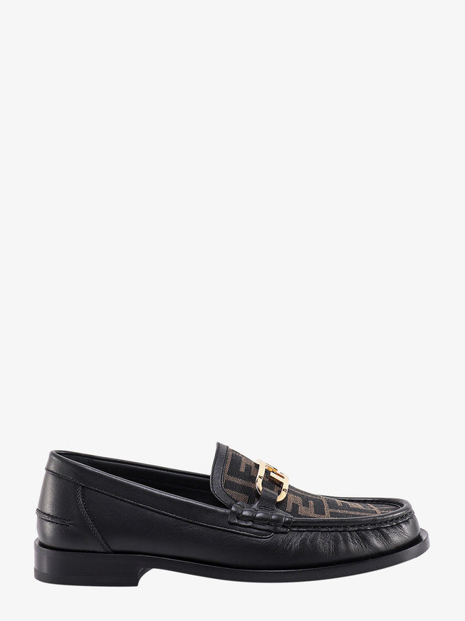 Fendi Leather Loafer With Ff Print Insert Tabacco Nero+Nero