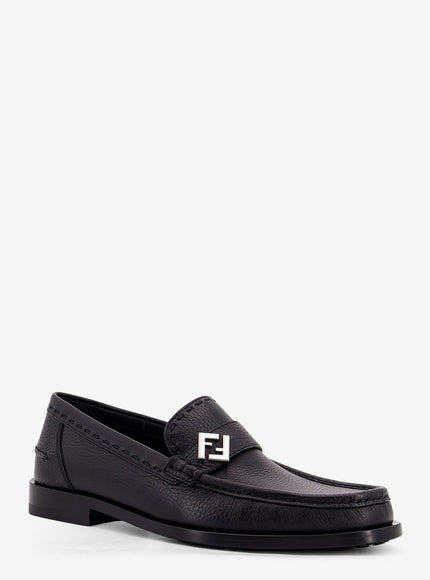 Fendi Ff Metal Leather Loafers