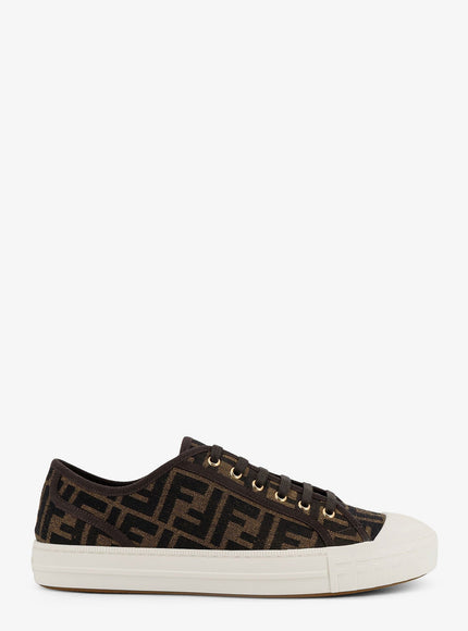 Fendi Fendi Domino Ff Jacquard Fabric Sneakers Tabacco Nero