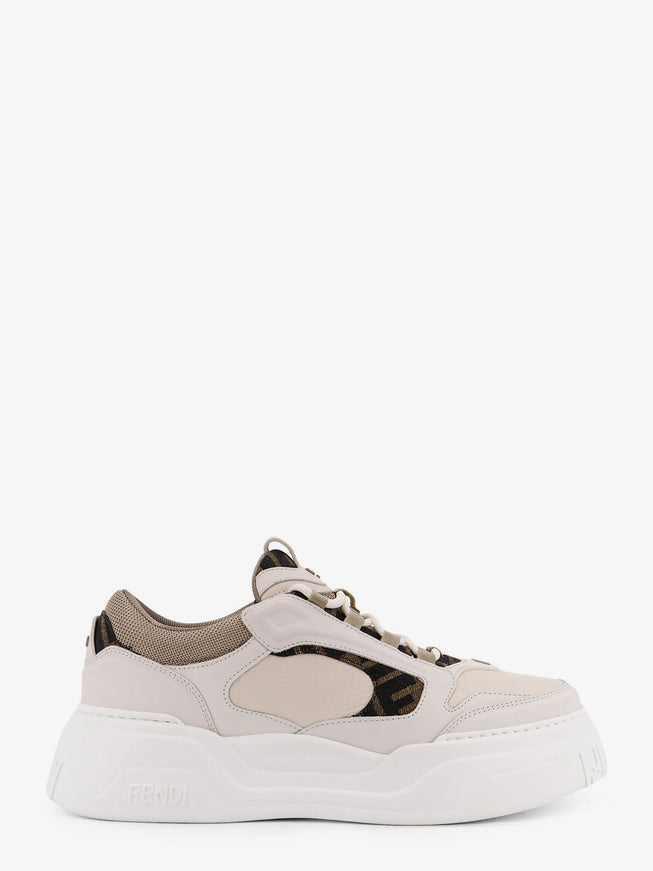 Fendi Fendi Force Low-Top Leather Sneakers Bianco Bian Ice Beig