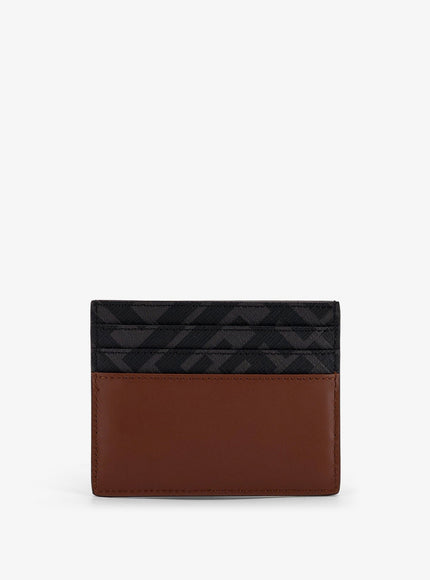 Fendi Portacarte In Pelle E Tessuto Ff